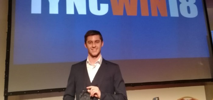 IYNC Past-President Denis Janin (right) presents Jacob Home of the UK YGN (middle) with the JAGG award.